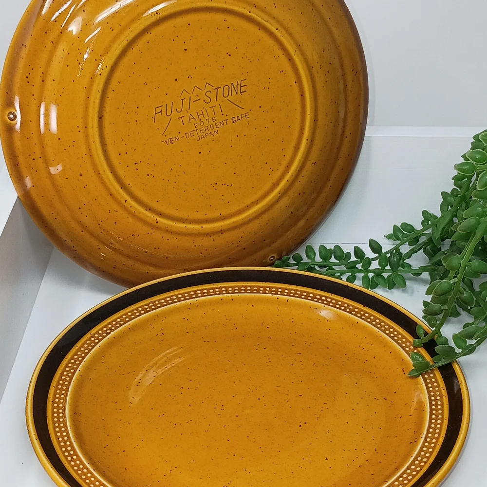 Rustic Stoneware Dinnerware Set - Gold and Black